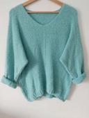 Pull fluide avec laine et mohair vert d'eau