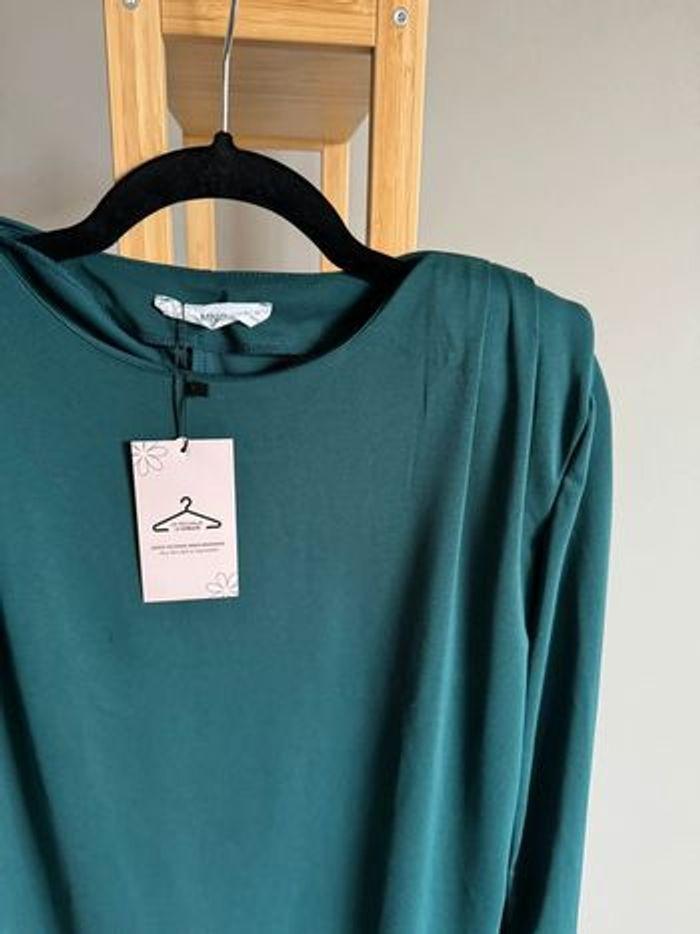 Blouse Mango verte épaulettes Taille S - photo numéro 4