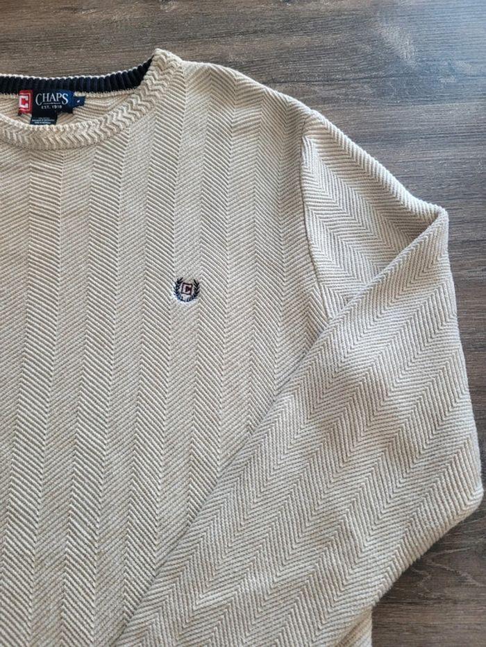 Pull Vintage Chaps Ralph Lauren Vintage Xl Beige Logo Brodé rétro - photo numéro 5