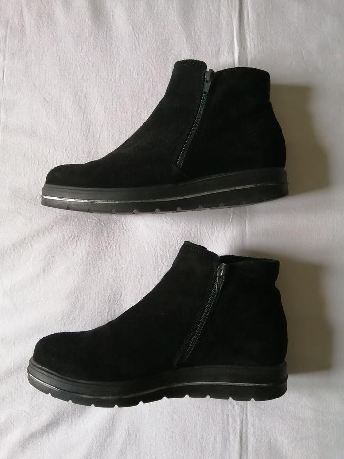 bottines noires en croute de cuir - photo numéro 1