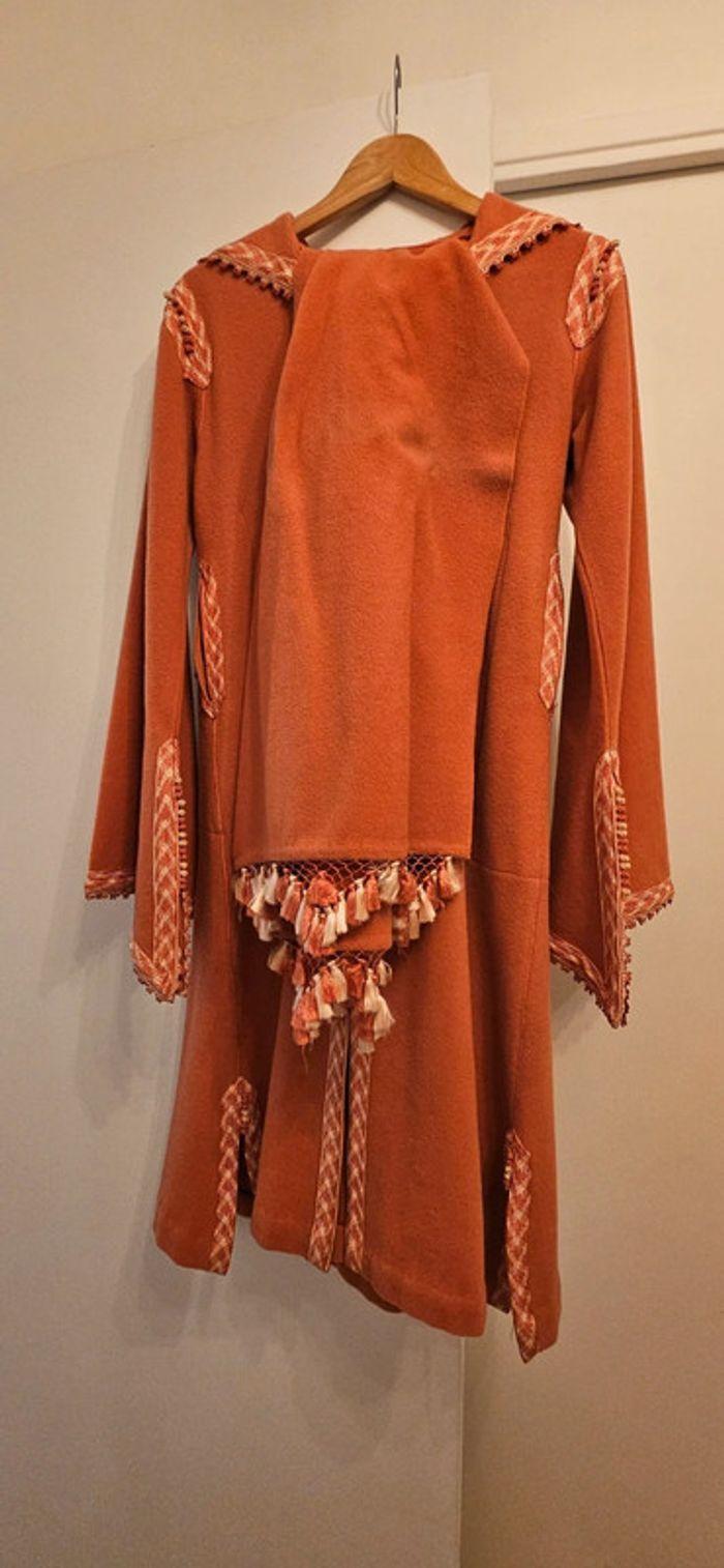 Robe Djellaba Marocaine, cintrée, évasée, en cachemir taille 36, faite main. Avec écharpe - photo numéro 6