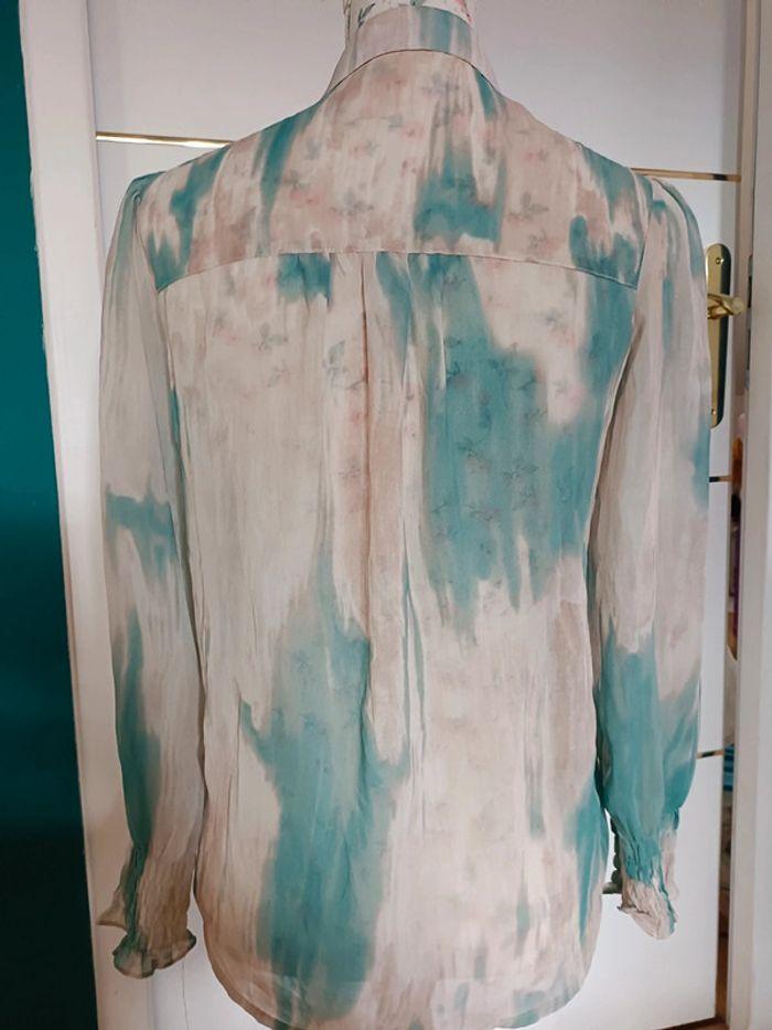 Chemise fluide tie and dye écru turquoise beige taille S majolica - photo numéro 2