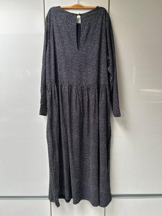 Longue robe noire à petits pois blancs H&M - Taille L - photo numéro 3