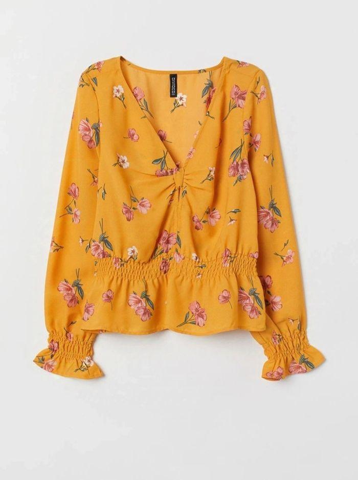 Blouse jaune foncée imprimée taille S/36 - H&M 💛 - photo numéro 1