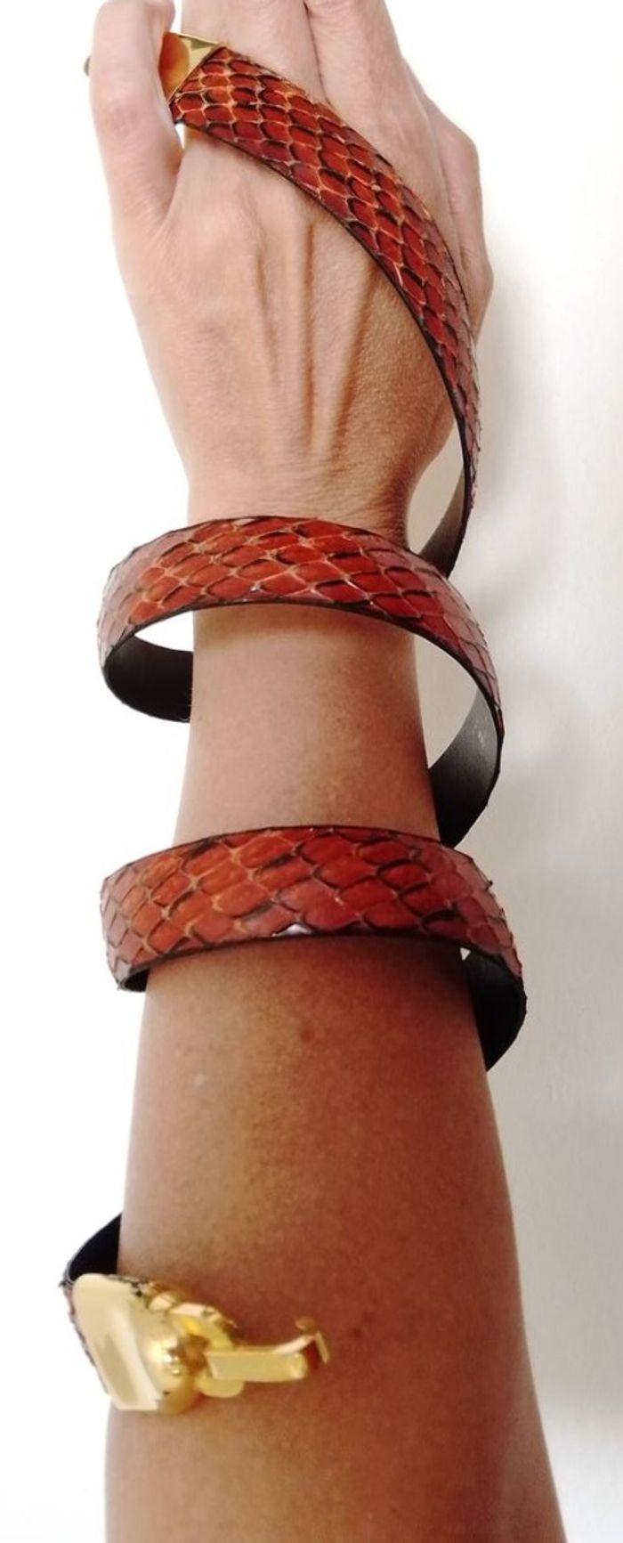 Ceinture vintage en serpent véritable, Lutèce - photo numéro 1