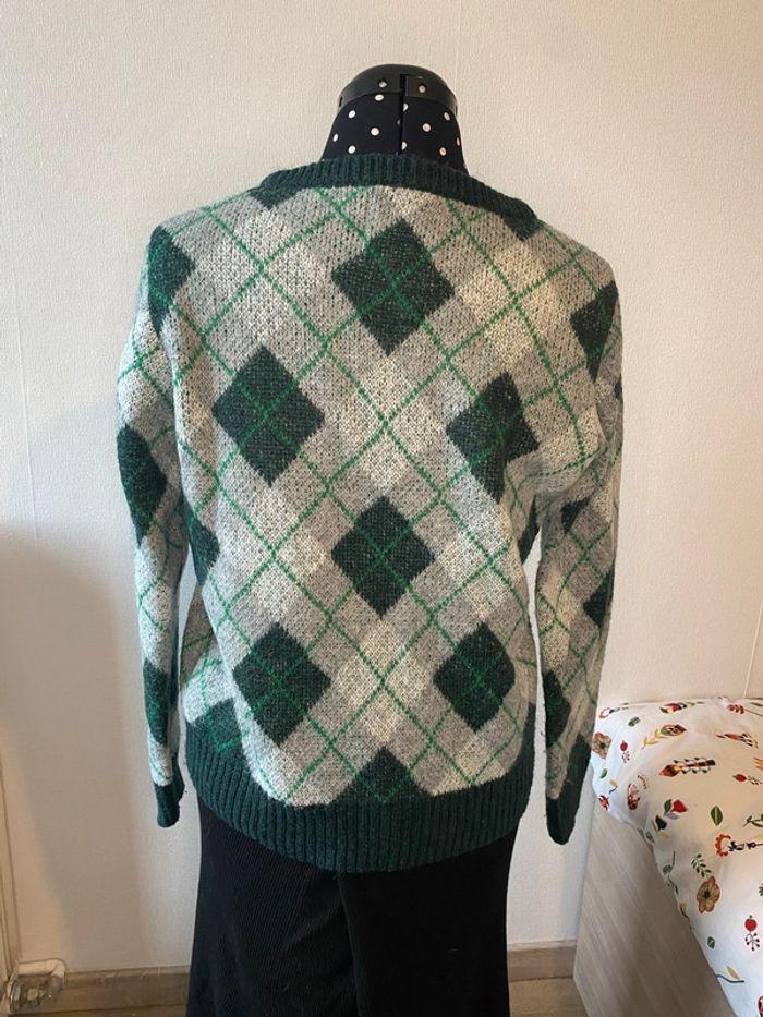 Pull à carreaux vert et gris Bizzbee taille S / 36 - photo numéro 4