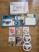 Lot Console Nintendo Wii + 2 Manettes Officielles + 2 Volants Officiels & Jeux