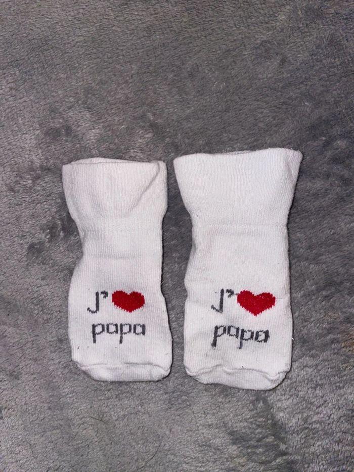 Chaussette blanche bébé j'aime papa - photo numéro 1