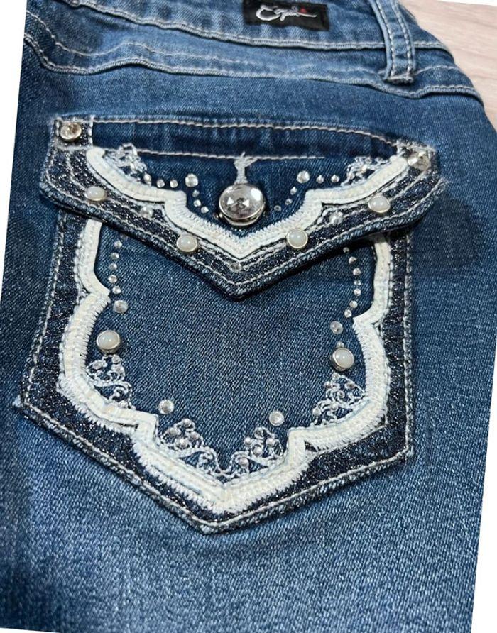 🩳 Short vintage brodé en jean Earl Jean Bleu Taille XS 🩳 - photo numéro 13