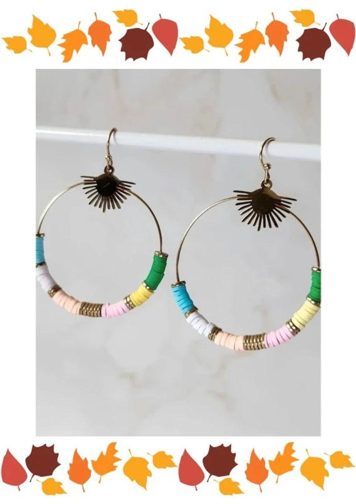 🌺 Boucles d'oreilles originales multicolore 🌺 - photo numéro 2