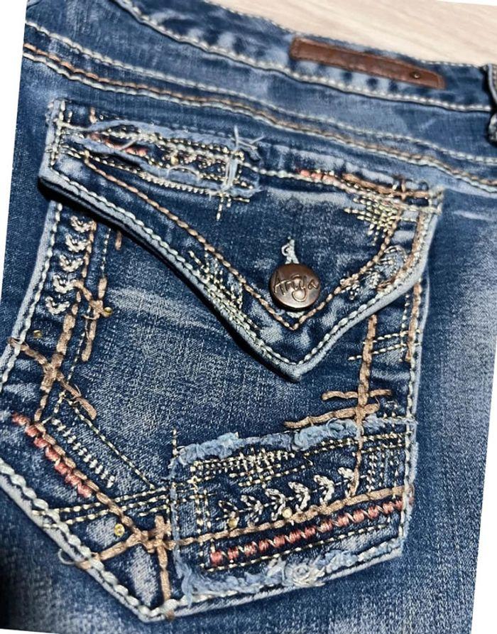 🩳 Short vintage brodé en jean Bleu Arya Taille S🩳 - photo numéro 10