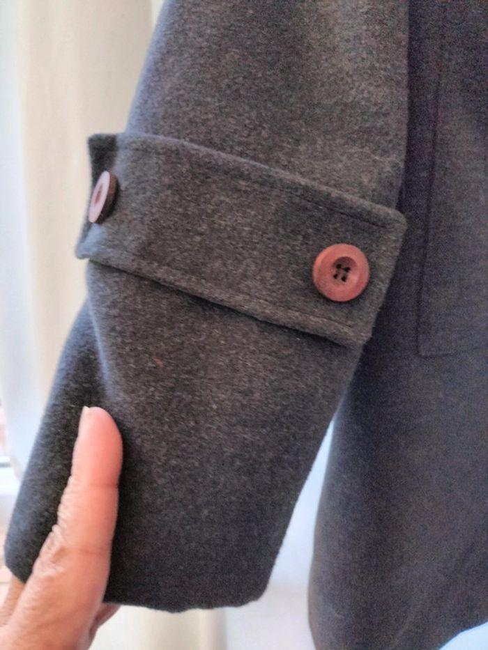 Manteau duffle-coat gris avec fourrure T 54 - photo numéro 7