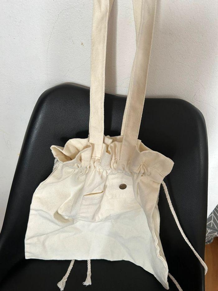 Tote bag sac fourre tout fermeture ficelle neuf - photo numéro 4