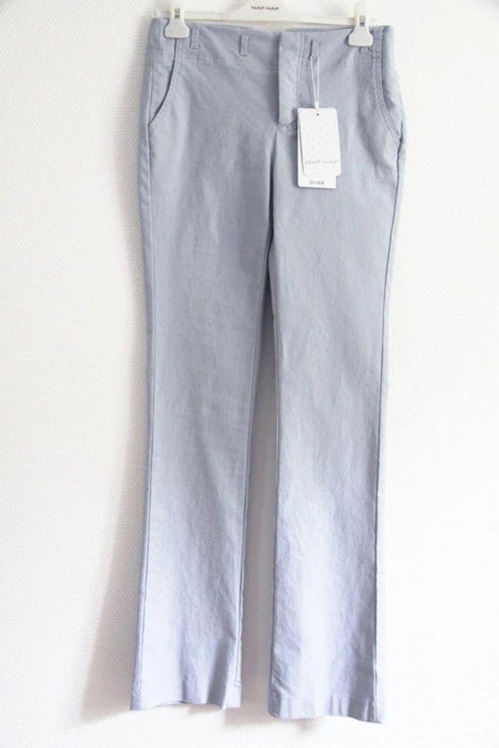 Neuf & étiqueté - Pantalon classe Naf Naf pastel bleu ciel grisé taille 36 - photo numéro 1