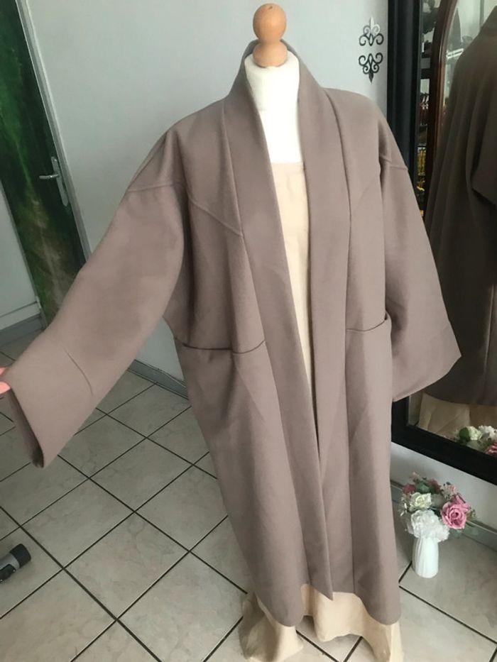 Manteau kimono laine façon cachemire taupe oversize 🌷 - photo numéro 14