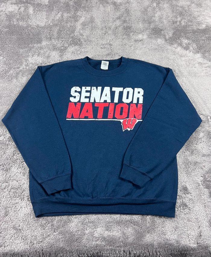 👕 Sweat à capuche Veste University Rare Vintage y2k 90s 2000s Senator Nation Bleu Marine Taille L 👕 - photo numéro 1