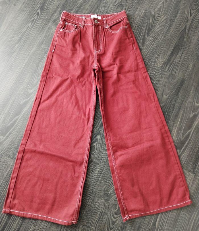 Jean rouge wide leg 34 XS Bershka NEUF