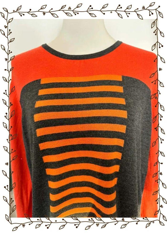 Pull vintage Christine Laure orange et gris Taille 5 - photo numéro 2