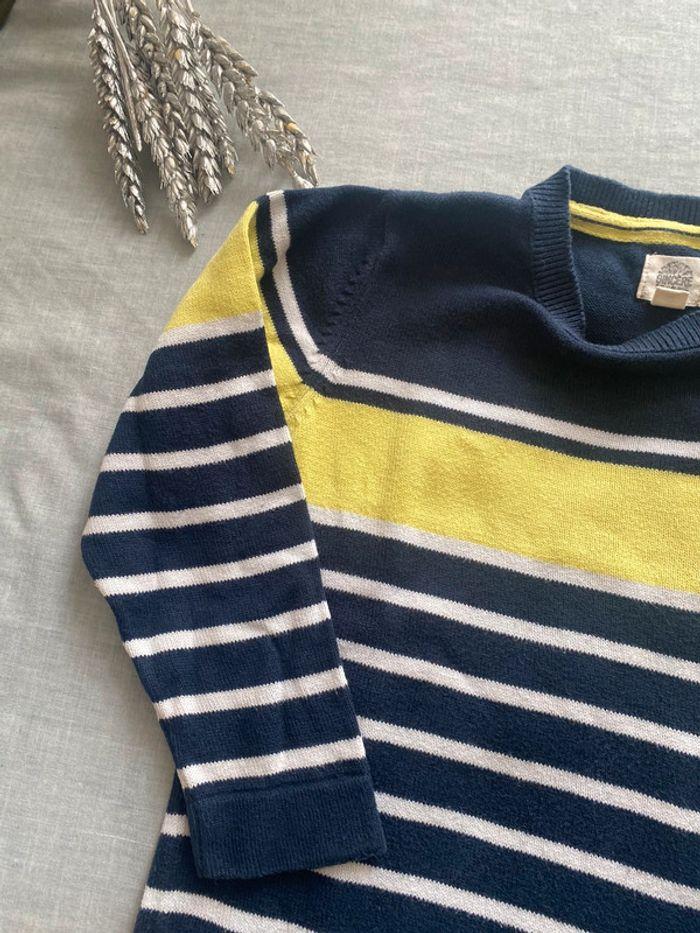 • Joli petit pull 100% coton Marine & jaune • - photo numéro 3