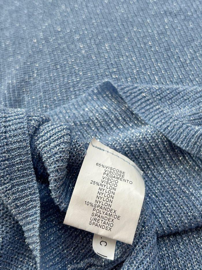 Top a bretelles bleu ciel fils argenté taille XL très bon état - photo numéro 4