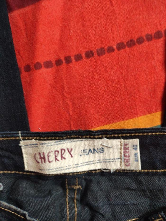 Pantalon Jean noir décoré Cherry Jeans Taille 40 - photo numéro 3