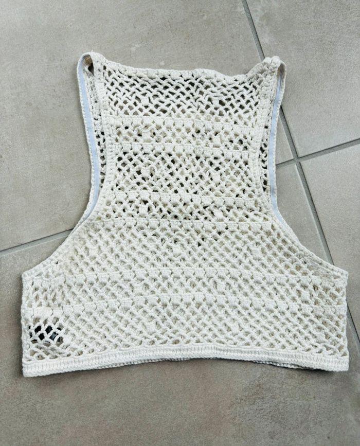 Joli Crop top brassière Undiz crochet blanc cassé neuf - photo numéro 3