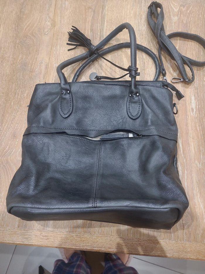 Sac cuir synthétique gris - photo numéro 3