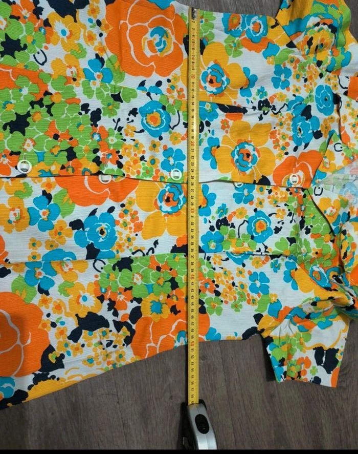 Robe à fleurs orange bleue jaune style vintage - photo numéro 10