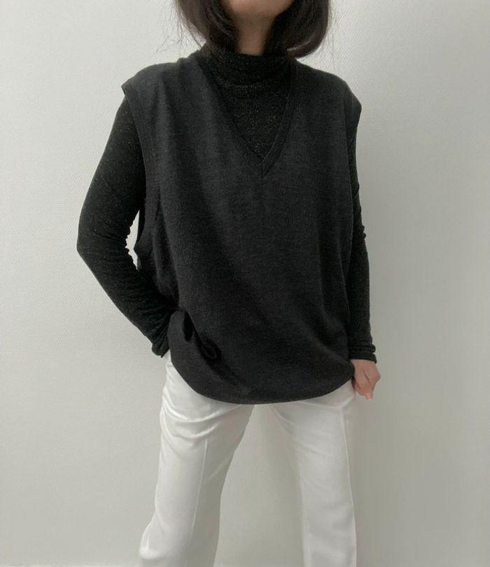 Oversized pull long sans manches anthracite - photo numéro 9