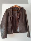 Veste cintrée cuir marron