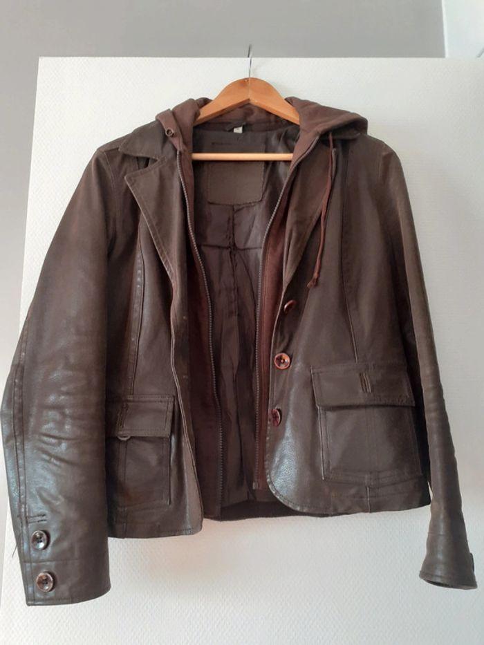 Veste cintrée cuir marron - photo numéro 1