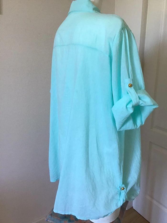 Chemise turquoise avec empiècement en dentelle - photo numéro 9