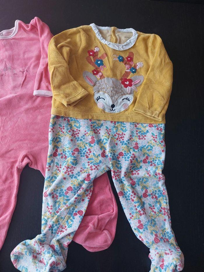 Lot 4 pyjama fille hiver velours fleurs chat 18 mois - photo numéro 4