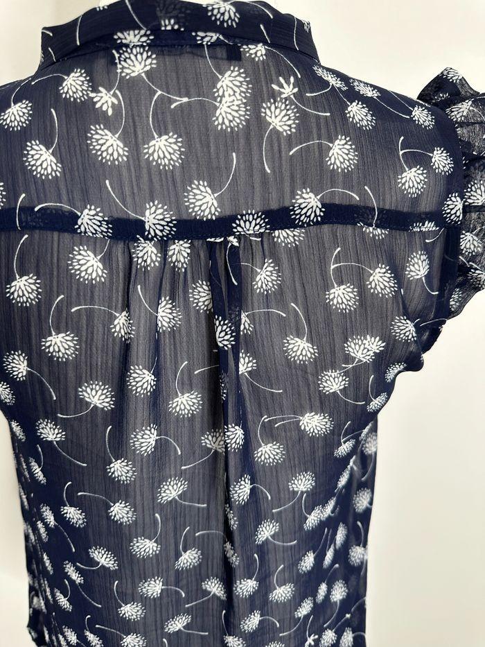 Blouse à fleurs bleue marine et blanche pissenlit T36 S - photo numéro 5