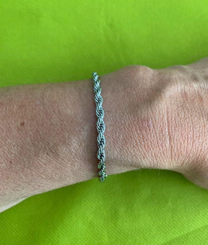 Bracelet chaîne torsadée en acier inoxydable argenté - photo numéro 1