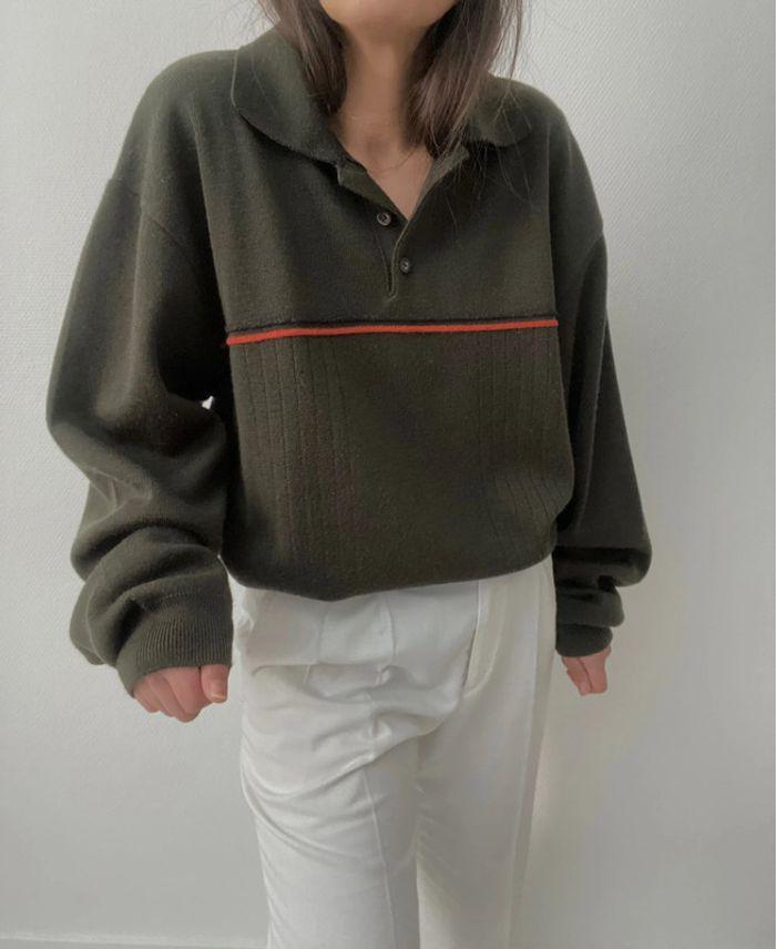 Oversized pull long à col tunisien khaki - photo numéro 10