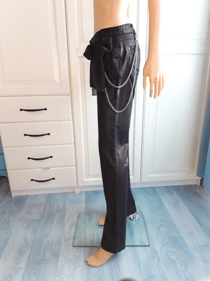 Pantalon jean évasé de fête noir brillant morgan femme 40 L - photo numéro 6