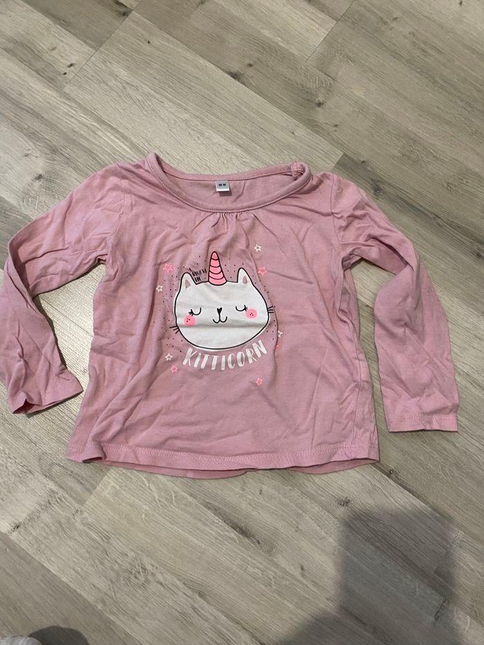 Tee-shirts rose chat licorne tex 36 mois 3 ans - photo numéro 1