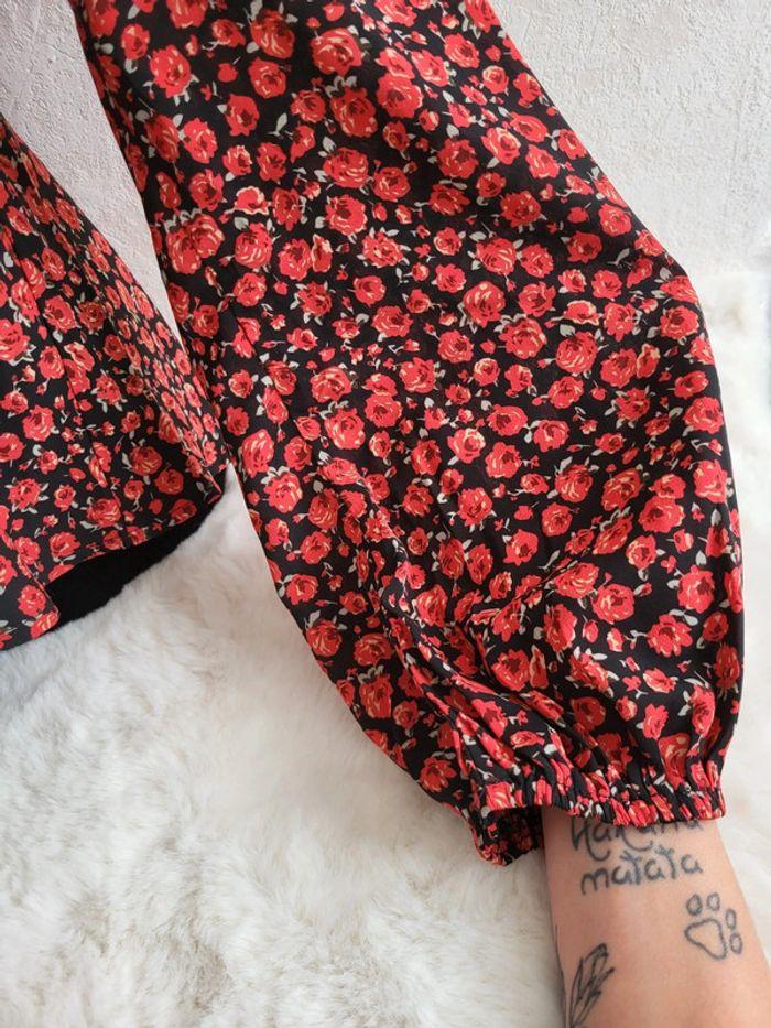 Blouse fleuri noir rouge shein taille 44 - photo numéro 7