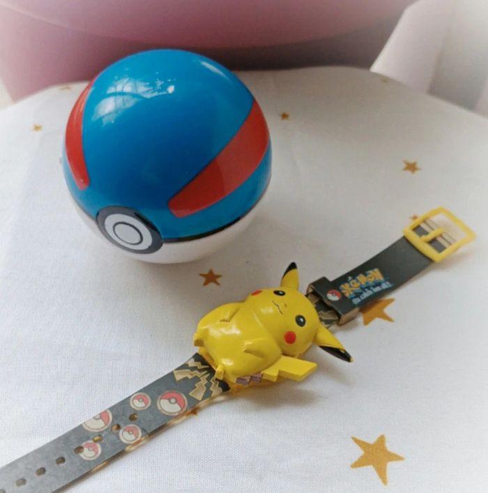 Pokémon Nintendo montre watch Pokéball 2011 bandai 1998 1995 1996 Pikachu vintage noir jaune - photo numéro 1