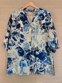 Blouse vintage fleurie bleue - taille L/XL