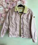 Veste en jean Roxy rose pâle avec fausse fourrure XS ample