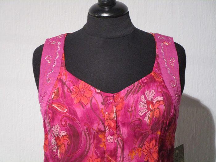 Blouse en voile fuchsia imprimé Jac Jac 40 NEUVE - photo numéro 2