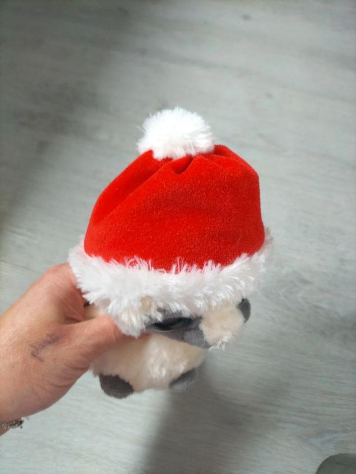 Peluche doudou raton laveur avec un bonnet de Noël 19cm - photo numéro 2