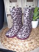 Bottes de pluie lumineuses roses guépard 24 25