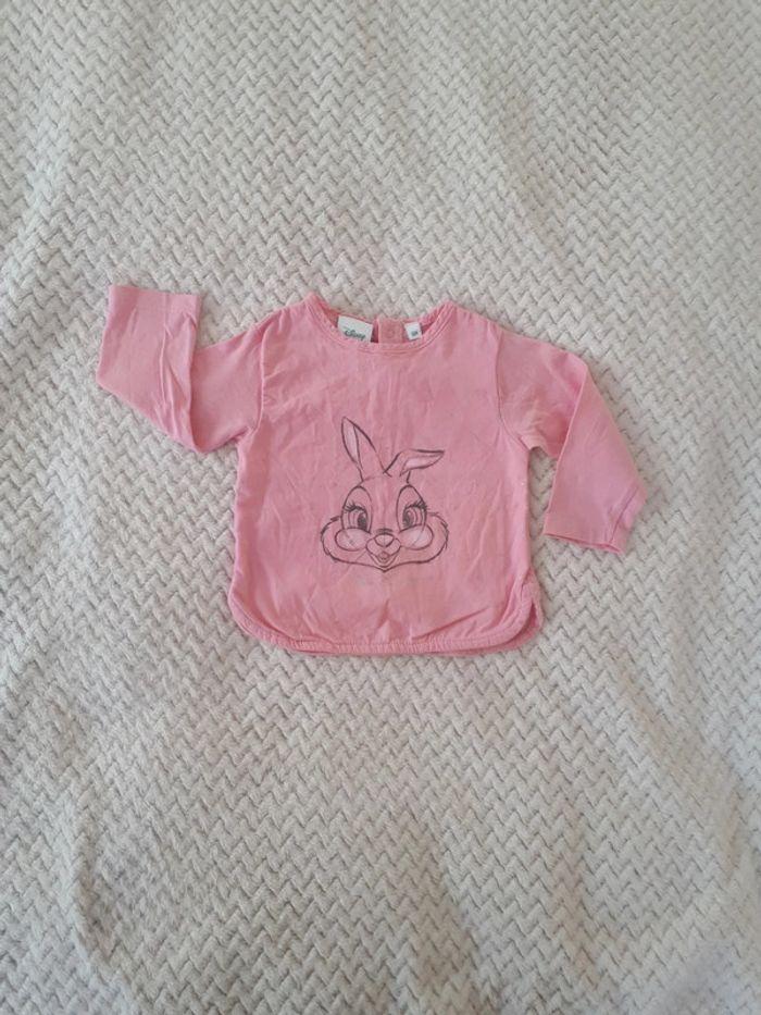 T-shirt manches longues rose Panpan Disney 6 mois - photo numéro 1