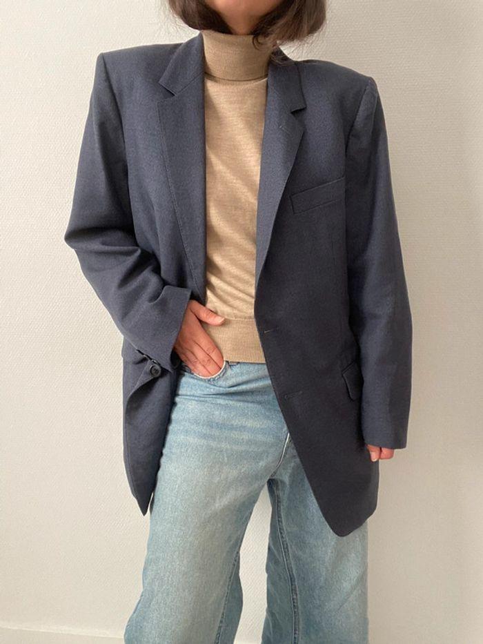 Oversized blazer bleu  100% laine - photo numéro 8