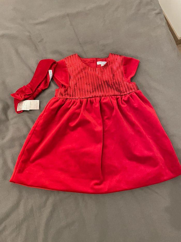 Robe de noël en velours rouge en taille 24 mois - photo numéro 1