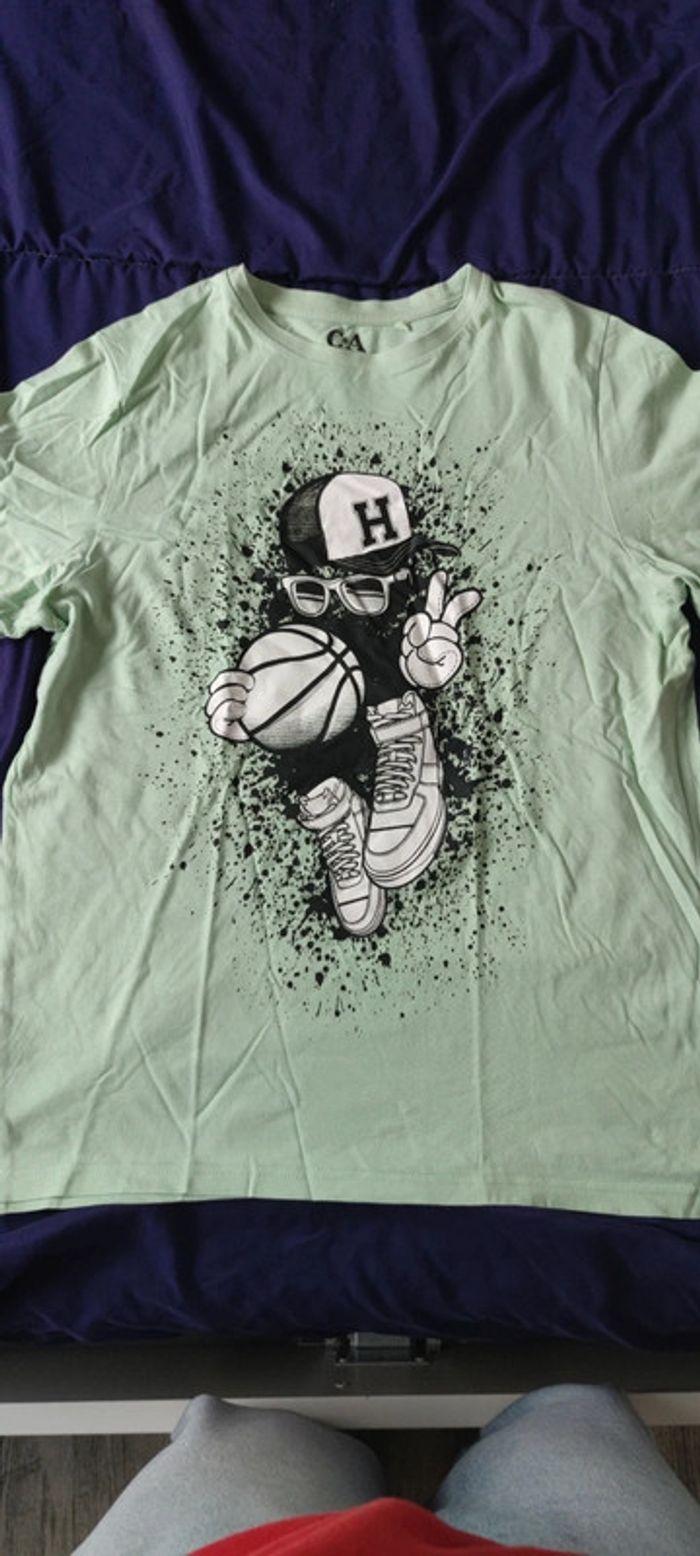 tee shirt vert basketball - photo numéro 1