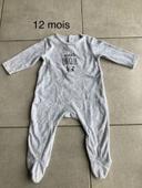 Pyjama gris mots d’enfants 12 mois